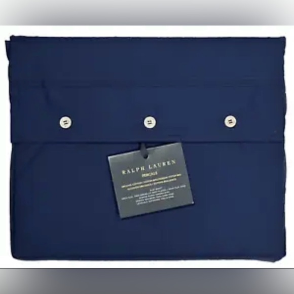 $150 NEW RALPH LAUREN HOME FULL FLAT SHEET ORGANIC COTTON PERCALE HARBOR BLUE